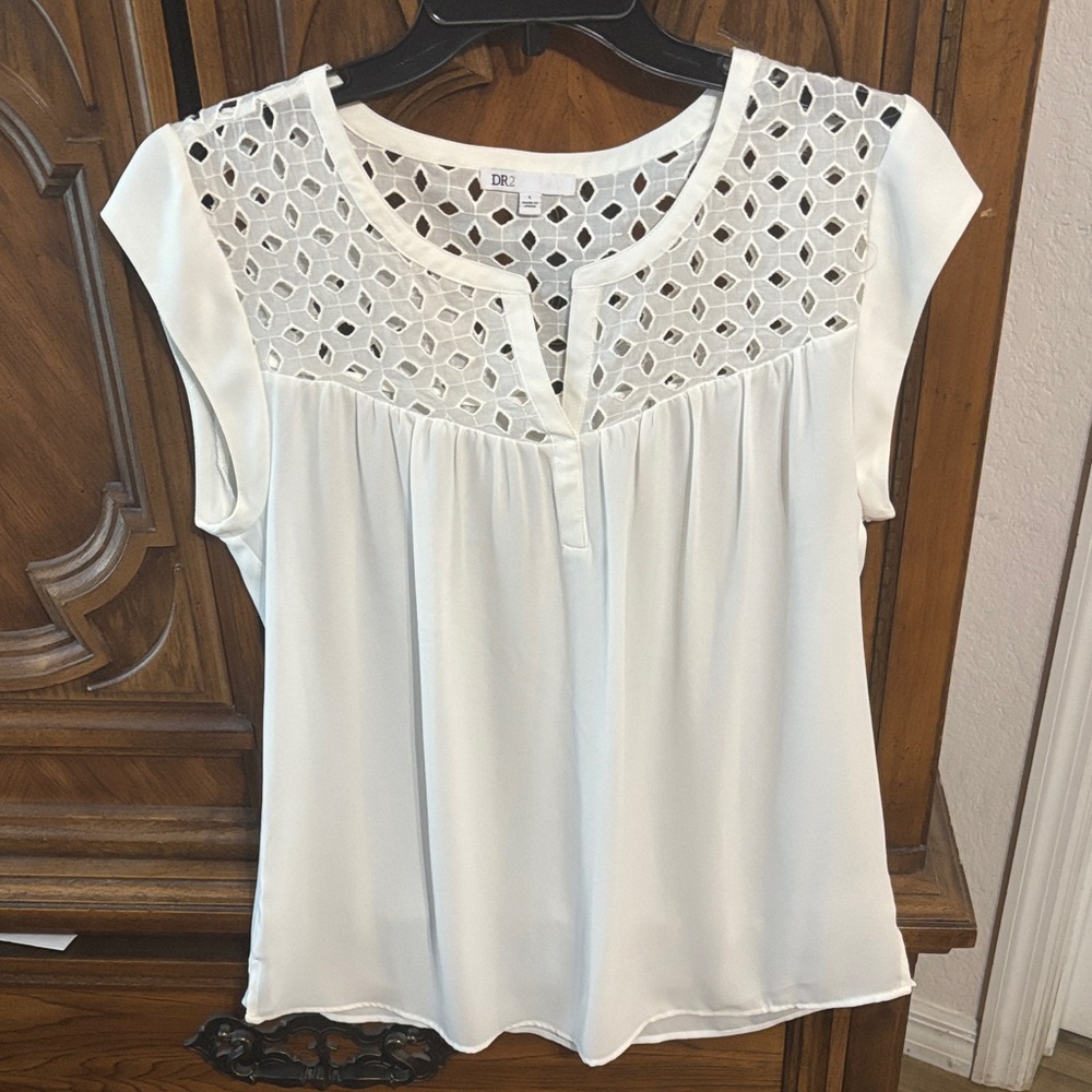DR2 White Eyelet Women's Blouse